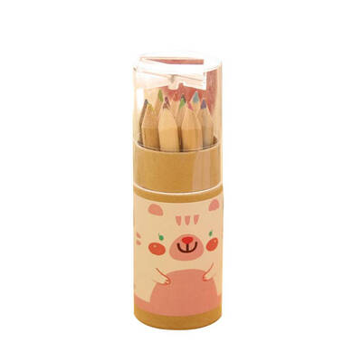 

12PCS Multi Colors Cute Bear Printing Mini Size Sharpener Lid Colored Pencils Box Set Color Random