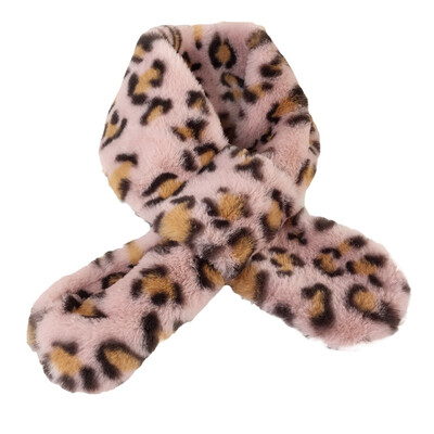 

Winter New Childrens Clothes Korean Leopard Scarf Warm Scarf Fashion Girls Cross Plush Scarf Baby Accessories