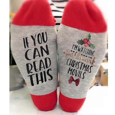

1Pair Christmas Personalised Socks Letter Printed Socks If You Can Read This Leave Me Alone I Am Watching