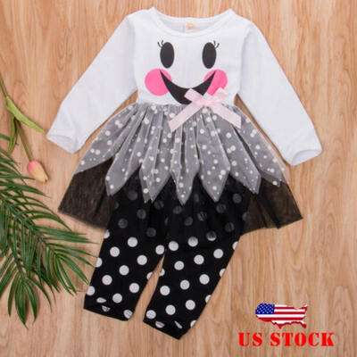 

US Christmas Kids Baby Girls Snowman Long Sleeve Dress TopsPants Outfit Clothes