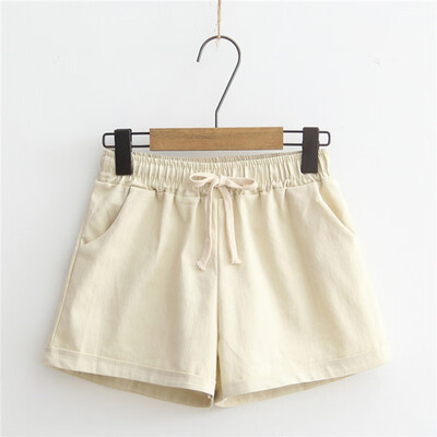 

New Pantalones Cortos Mujer Women Shorts Candy Color Casual Loose Cotton & Linen Straight Shorts