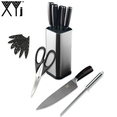 

XYj Chef Slicing Bread Santoku Utility Fruit Kitchen Knife Imitate Damascus pattern Stainless Steel Knife Set Cooking Tools 9 piec