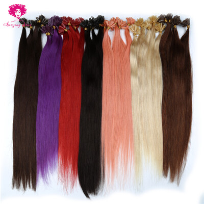 

Amazing Star Hair Straight Brazilian Human Fusion Hair Nail U Tip Machine Made Human Hair Extensions 18 "Soft and Bouncy