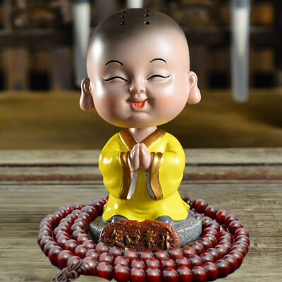 

Guangshunfa creative car decoration car decoration office decoration car ornaments shaking head small monk car ornaments cartoon car decoration products wish to become