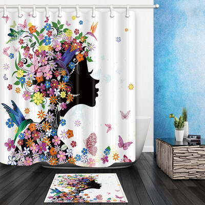 

71 X 71 Inch digital printing Anti Bacterial Waterproof Polyester Shower Curtain set
