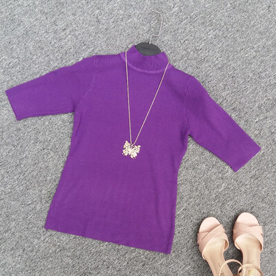 

Women Middle Sleeves Sweaters Slim Warm Bottoming Sweater Knitted Pullover