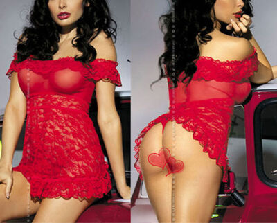 

CANIS@Sexy Women´s Lace Transparent Babydoll Lingerie Sleepwear Dress+G-String