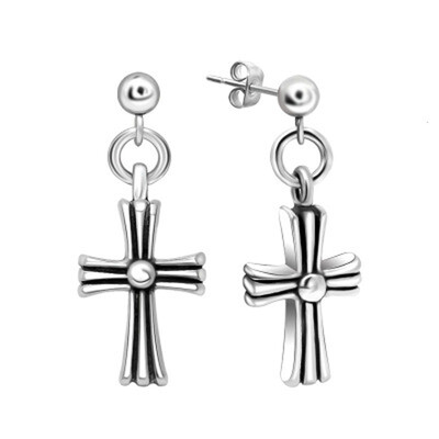

Fashion Men's Stud Earrings Titanium Stainless Cross Jewelry