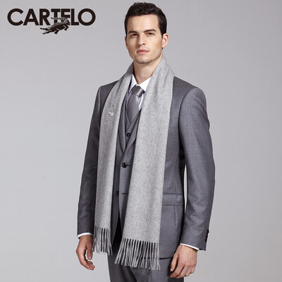 

Card Di Le Crocodile (CARTELO) cashmere scarf male winter simple fashion warm thickened gift box loaded CC57C11071 silver