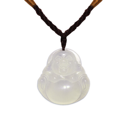 

JingTian jewelry White jade medulla maitreya Laughing Buddha Necklace pendant Agate jade medullary pendant for girls