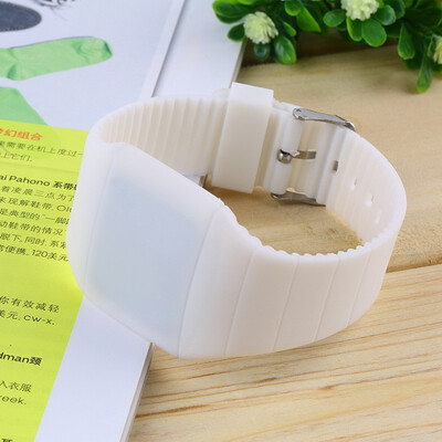 

Мужская светодиодный цифровой Сенсорный экран наручные часы желе часы пластиковый ультра-тонкий