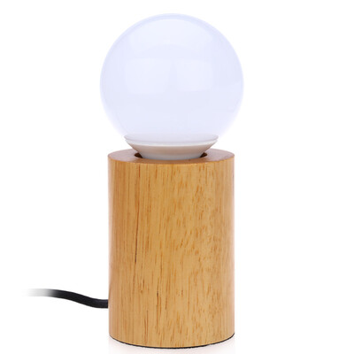 

E27 Modern Minimalist Solid Oak Lamp Round Wood Table Lamp with LED Bulb