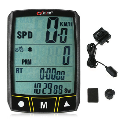 

Bogeer Wireless Wired Bicycle Computer Cycling Bike Stopwatch Sensor Waterproof with LCD Display Odometer Speedometer LED Backli