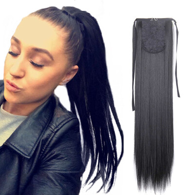 

22" Silky Straight 15 Colors Synthetic Hair Ribbon Drawstring Ponytail Pieces Extension