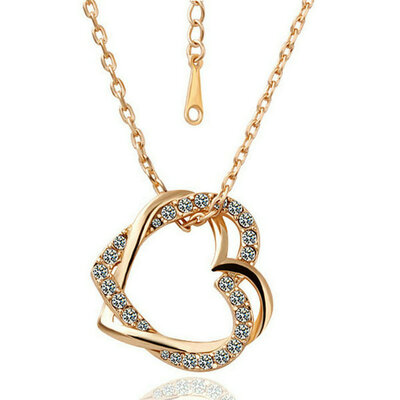 

Yoursfs® 18K Rose Gold Plated Heart in Heart Pandents Necklace Use Austrian Crystal Fashion Jewelry