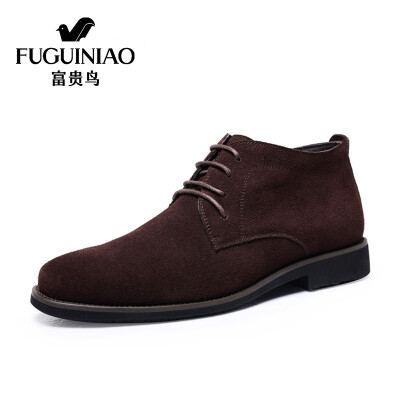 

Rich bird FUGUINIAO stylish suede men's boots warm winter boots casual high boots shorts cotton shoes D497301 brown 43