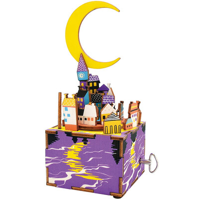 

Ruyi Christmas gifts children three-dimensional wooden puzzle hand assembled music box - Moon Moon 306