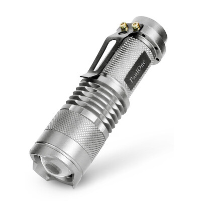 

Paulone light flashlight long-range king charge waterproof self-defense zoom portable pen hanging flashlight 1 flashlight +1 charger +1 battery +1 bike clip ZY003-Q5-silvery