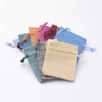 

PH PANDAHALL 10pcs Mixed Color Burlap Packing Pouches Drawstring Bags For Wedding Gifts Bag
