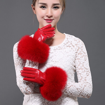 

Oversized fur made of fox fur&genuine leather gloves