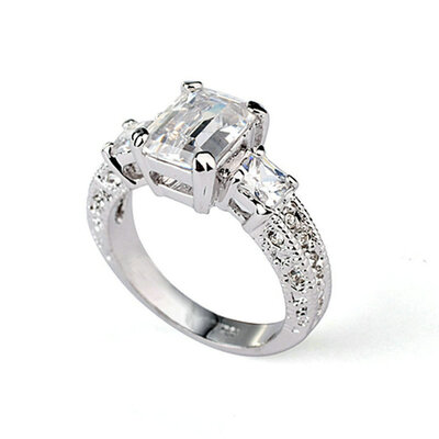 

Yoursfs® 18K White Gold Plated 1ct Simulated Cube Diamond Ring Use Austrian Crystal Fashion Jewelry