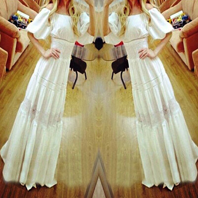 

Lovaru ™2015 new fashion hot sale White Color Dress Lantern Sleeve Off the shoulder Dress