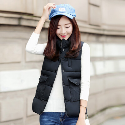 

Autumn and winter new Korean version of the feather cotton horse clip short jacket was thin collar collar Slim cotton vest female