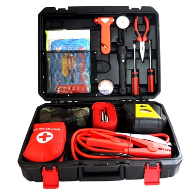 

14 sets of chopper car kit emergency rescue kit inflatable pump shovel tow rope hitch line safety hammer first aid kit screwdriver needle-nosed pliers toolbox