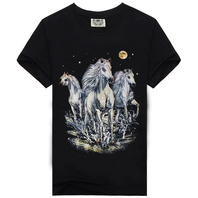 

MEN BONE Men's cotton Round Neck short sleeve Galloping Horse pattern