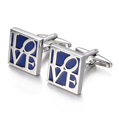

Yoursfs Initial Cufflinks Blue Square Stainless Steel Cufflinks Groom For Men