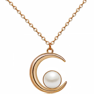 

YISHIZHIAI Moon Pendant Beads Simple Necklace Beaded Clavicle Necklace 4494