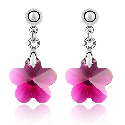 

Austrian Crystal Flower Dangle Earrings For Women Silvet Color Drop Earrings Fashion Jewelry Friendship Party Gift 3658