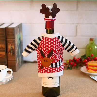 Christmas Deer Elk Style Red Wine Champagne Bottle Covers Bag For