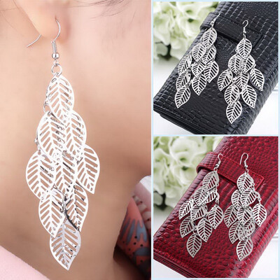 

Silver Fashion Multi-Leaf Long Earings Earrings Ear Hook Drop Dangle Lady Girls