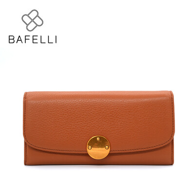 

BAFELLI women money clip genuine leather long wallets simple zipper & hasp carteira purse black brown coin pocket wallet women