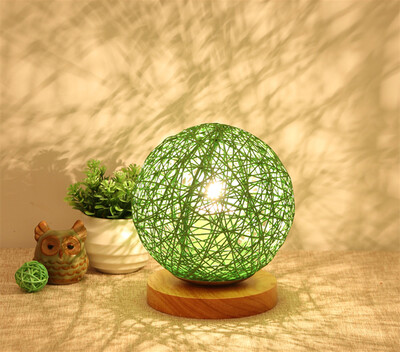 

BOKT Minimalist Solid Wood Table Lamp Bedside Desk Lamp Colourful Home Decor Rattan Ball Round Lampshade