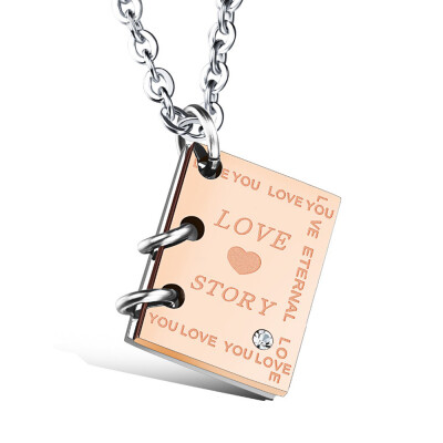 

Romantic "Love Story" Pendant Couple Necklace Titanium Stainless His&Hers Split Joint Matching Jewelry Lovers Clavicle With St