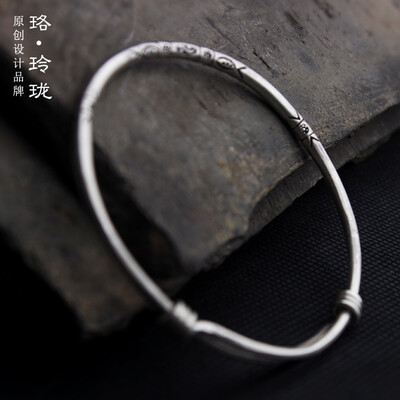 

Luo Linglong Thai silver bracelet couple jewelry simple temperament personality fresh hand original