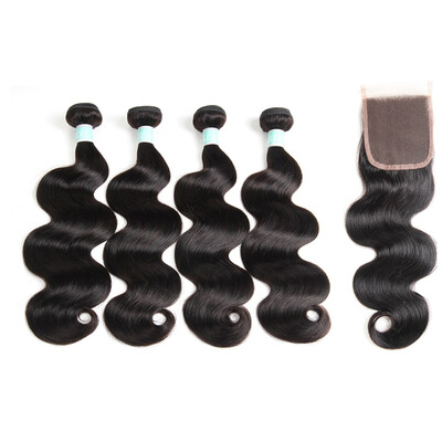 

Brazilian Body Wave Weave With Colsure Brazilian Virgin Hair Bundles With Closure 4Pcs/lot Brazilian Human Hair Weave Bundle With