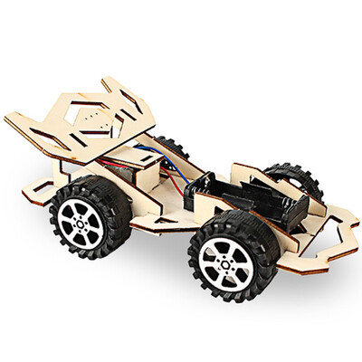 

Wood Racing Car DIY Kit Kids Toy DIY Kit Electric Wooden Racing Car for Children Science&Technology Inventions Assembled Exper