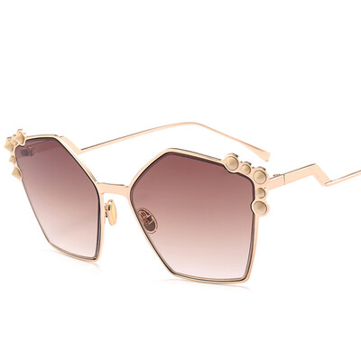 

Peekaboo vintage polygon sunglasses women brand designer high quality 2018 metal brown pink fashion sun glasses female uv400