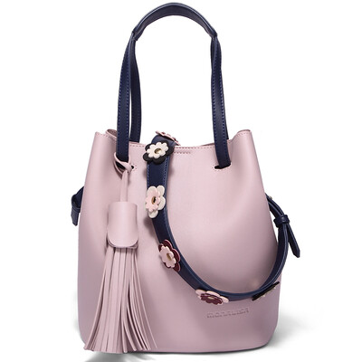 

Monalisa handbags tassels series bucket bag sweet lady shoulder bag female Messenger bag small bag 7M72041003 pink