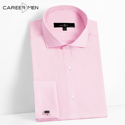 

CareerMen Mens Fashion Regular Fit Non Iron Plain Spread Collar French Cuff Simple Elegance Long Sleeve Dress Shirt