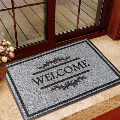 

Lidimei LIDIMEI Caiyao gray black PVC cord ring welcome door mat 45 75cm waterproof black rubber sole
