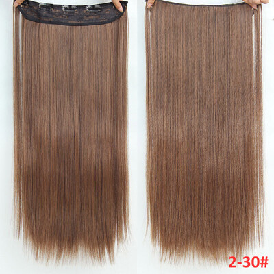 

22 inch55cm Long Straight Women Clip in Hair Extensions Black Brown High Tempreture Synthetic Hairpiece