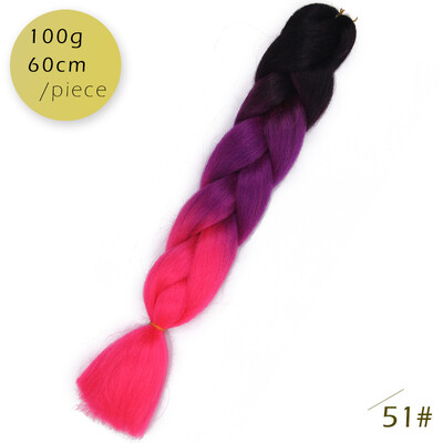 

AISI HAIR 100gpcs 24inch Kanekalon Jumbo Braids Hair Ombre Two Tone Colored Synthetic Hair for Dolls Crochet Hair