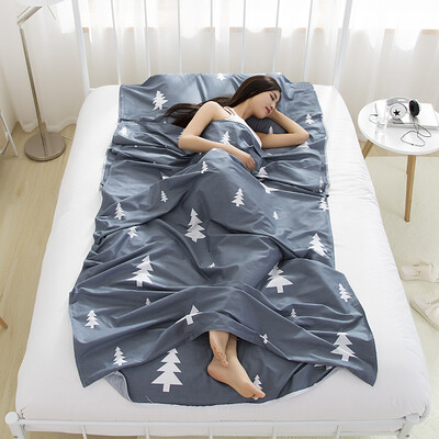 

Zero-degree exploration LIVTOR travel hotel hotel cotton printed sanitary sheets outdoor portable dirty dirty anti-dirty cotton sleeping bag liner fir single 120230cm gift fixed belt