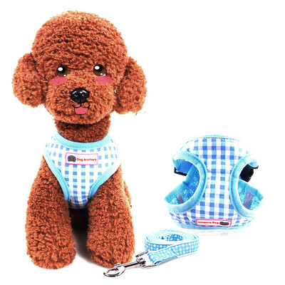 

HANHANLEYUAN Small&medium dog vest style dog leash dog chain puppy chest strap Teddy traction rope than bear pet dog supplies blue L