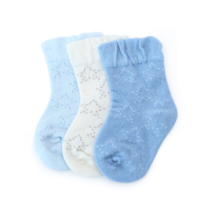 

Cotton Age (PurCotton) Spring and summer infant stars thin jacquard socks 7.5cm blue + semi-bleach + light blue 3 pairs / bag