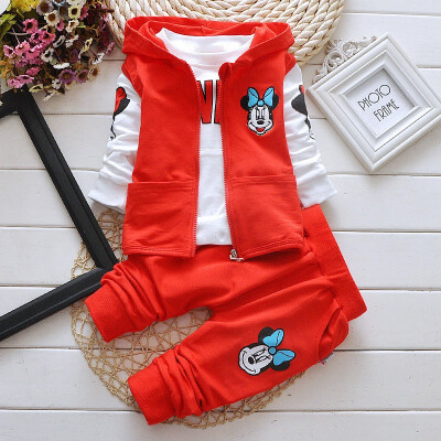 

Kids clothing Minnie mouse arrival Girls Clothing set 3pcsset baby girls casual cotton suit Long sleeve T-shirtcoatpant tracks